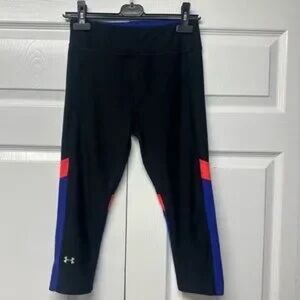 Under Armour Black Leggings with Red and Blue Stripes